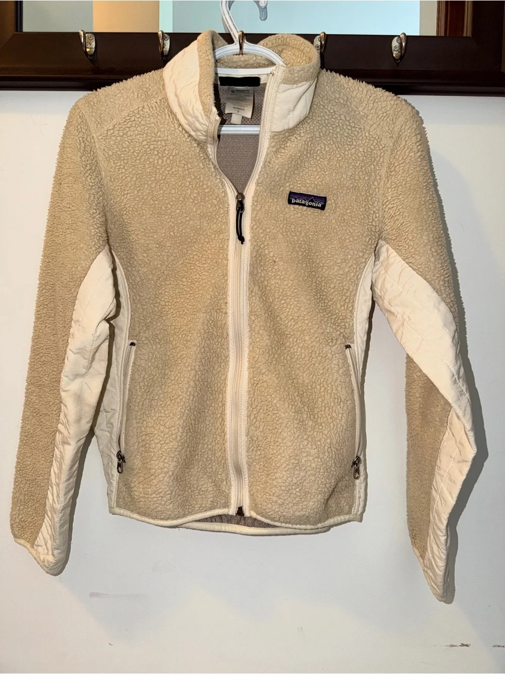 Patagonia Retro-X Sweater Womens Full Zip Beige Deep Pile Fleece Size Smal